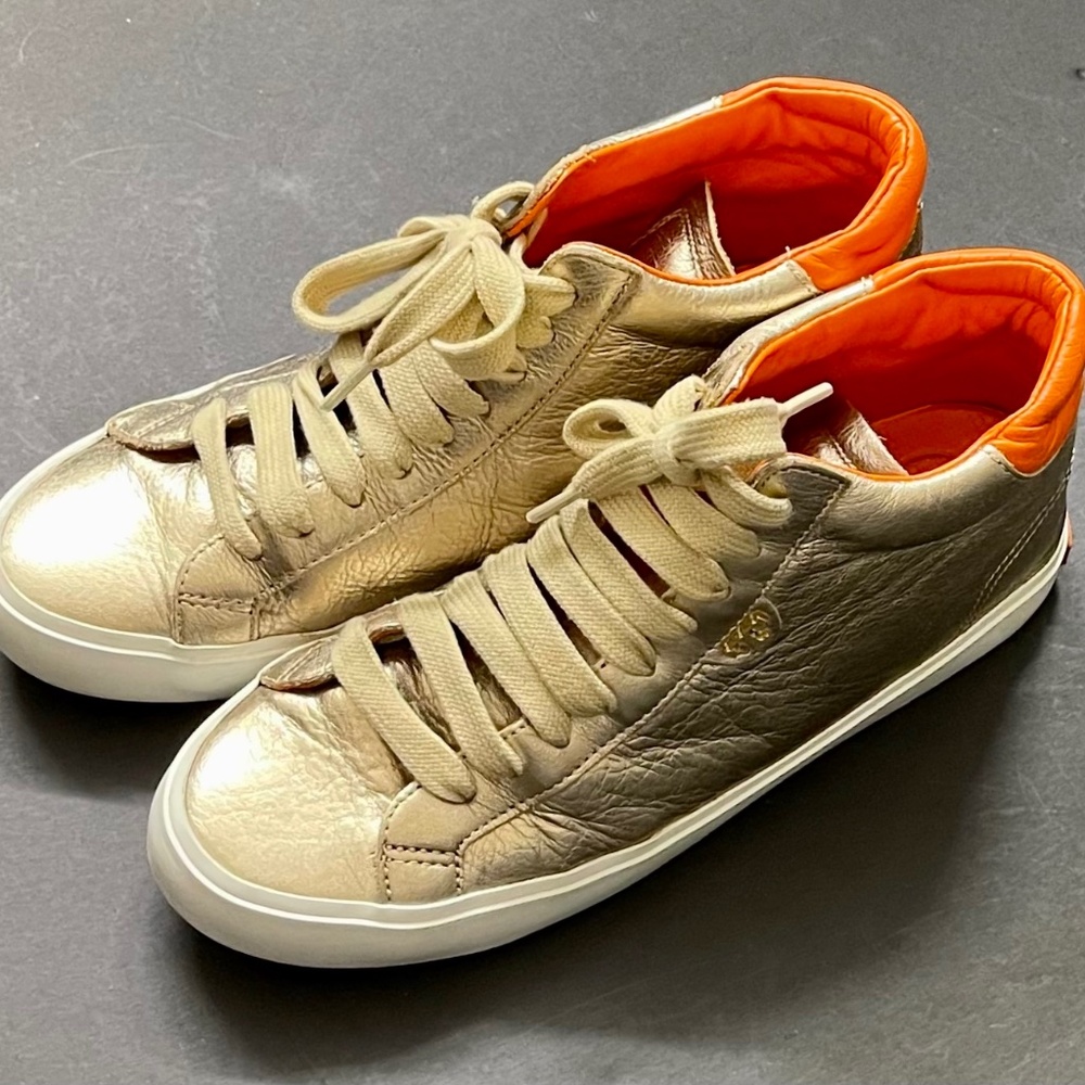 TORY BURCH Sneakers Metallic Nappa Leather Rose Gold Sneakers Women's Size 8.5